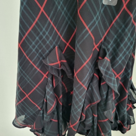 Polo Ralph Lauren Girls Size 6 V Neck Ruffle Sleeveless Dress Green Black Red - Picture 3 of 7